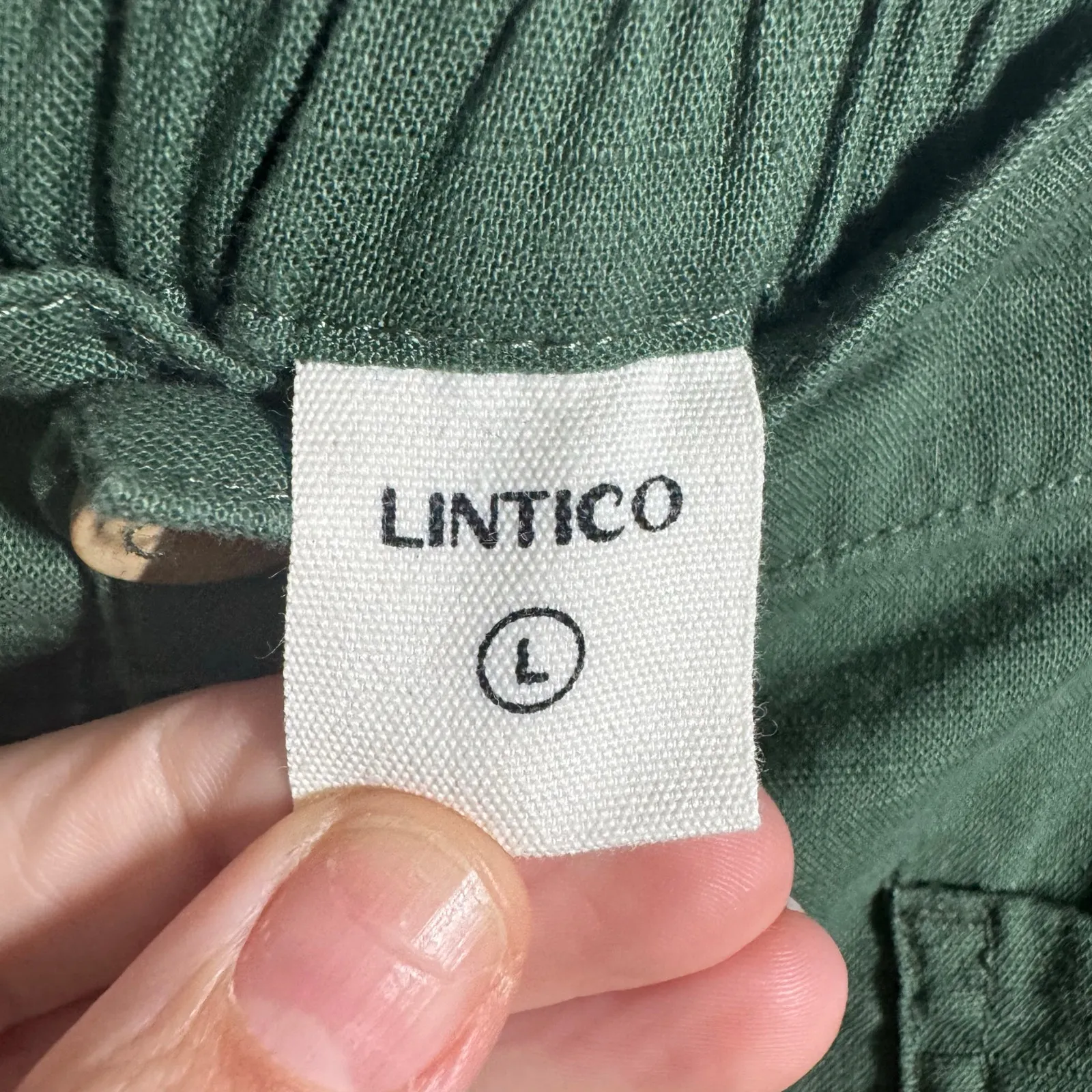 Lintico Linen Simple Button Fly Trouser HEIDI Women L Forest Green Coast Minimal Size L - Image 5
