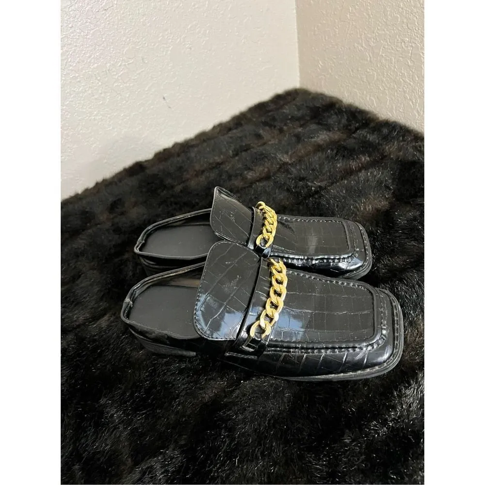 Nasty Gal x Z Code Z Square Toe Chunky Womens 4 Alligator Faux Leather Slip On - Image 2