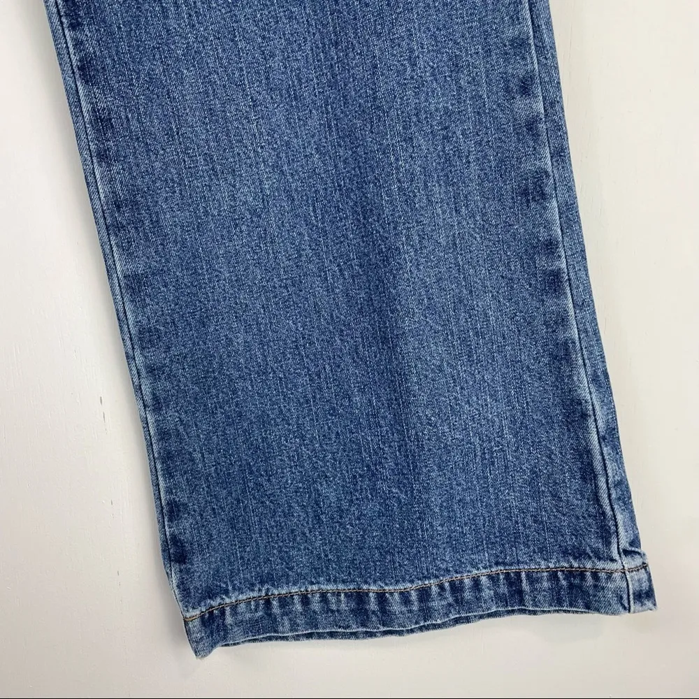 Vtg Y2K Xhilaration Zip Front Flare Denim Jeans Sz 4 Medium Dark Wash - Image 9