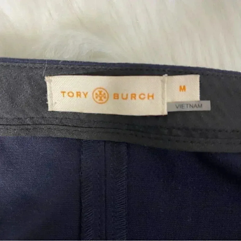 Tory Burch Navy Pencil Skirt Rayon Stretch Size Medium - Image 5