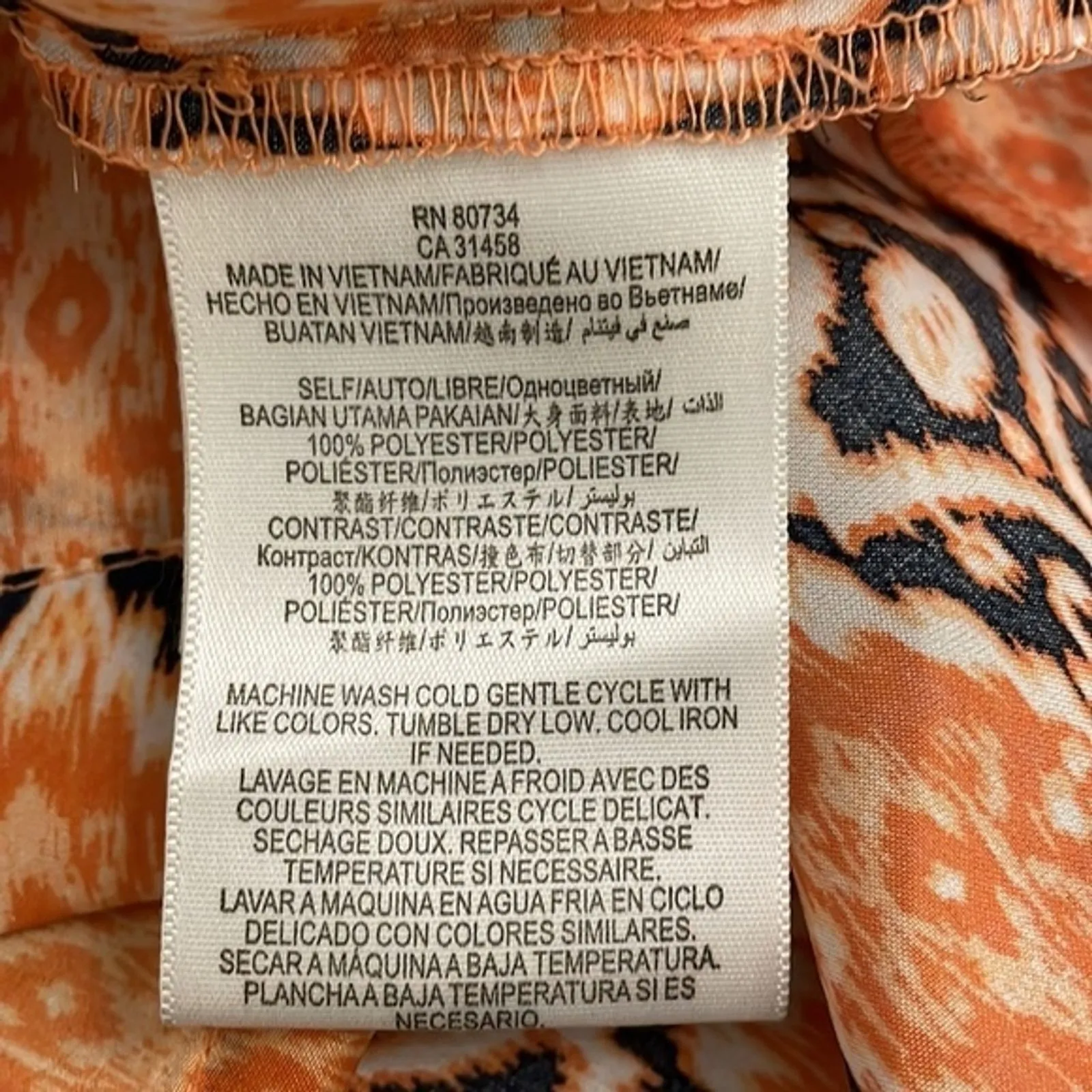 BCBGeneration Orange Blue Oversized Kimono Satin Jacket Womens Size Small - Image 9