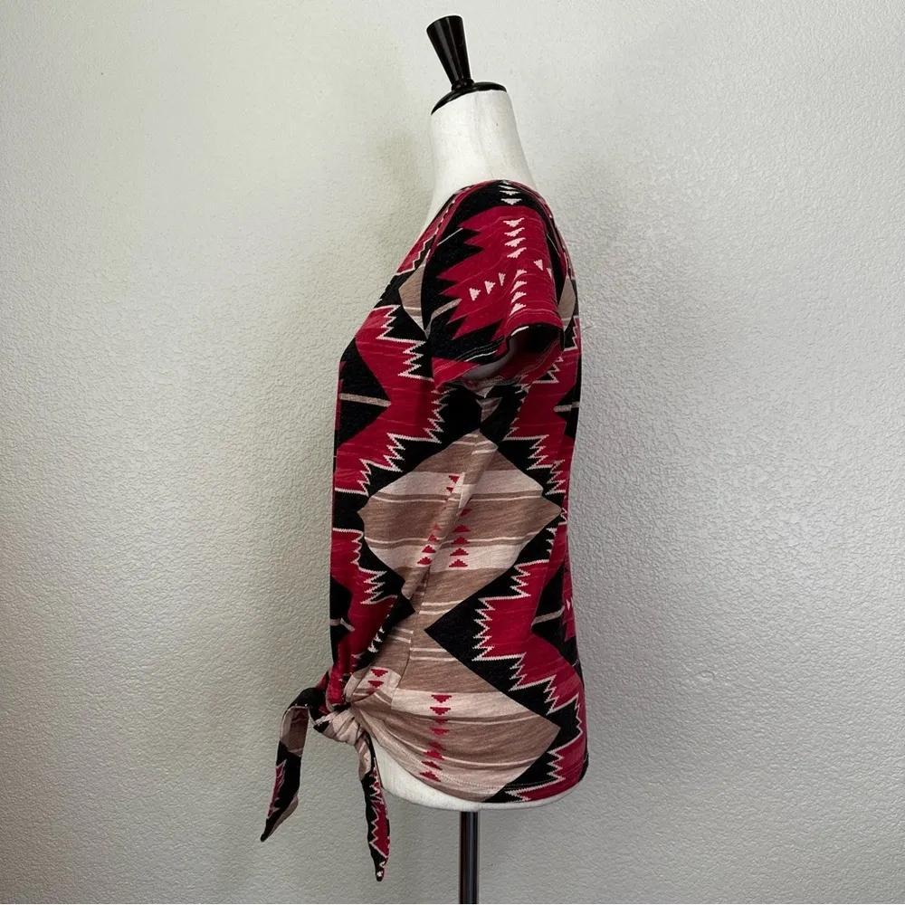 Lauren Ralph Lauren Southwestern Self-Tie Short Sleeves Top, Sz SP - Image 4