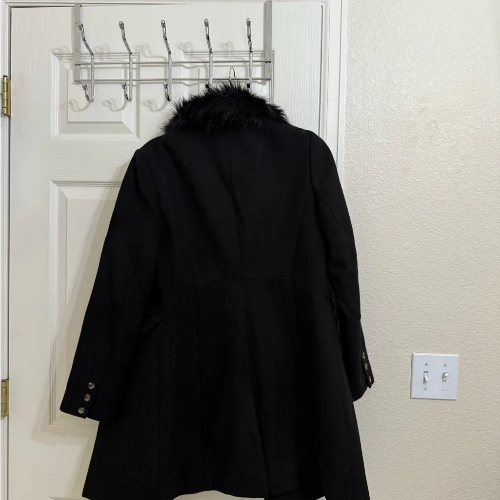 Topshop Fur Collar Black Long Coat - Image 6