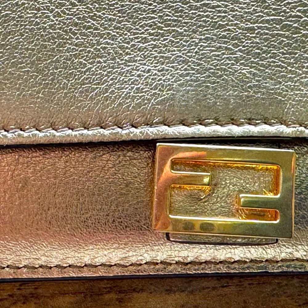 Fendi metallic gold baguette monogram card holder - Image 3