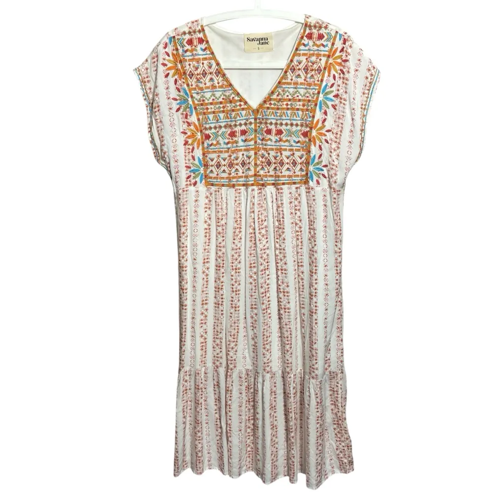Savanna Jane BOHO MIDI Dress White Embroidered - Image 2