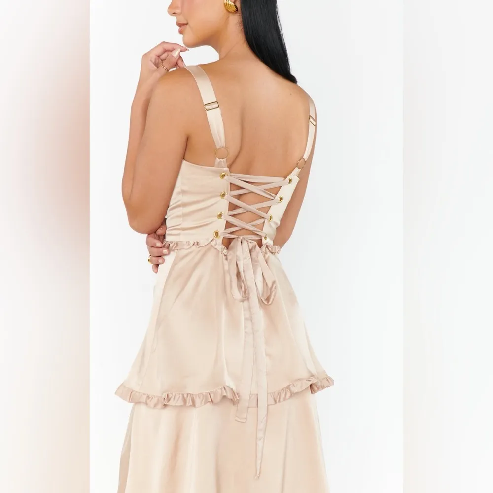 SHOW ME YOUR MUMU Lady Corset Dress In Champagne Luxe Satin - Image 5