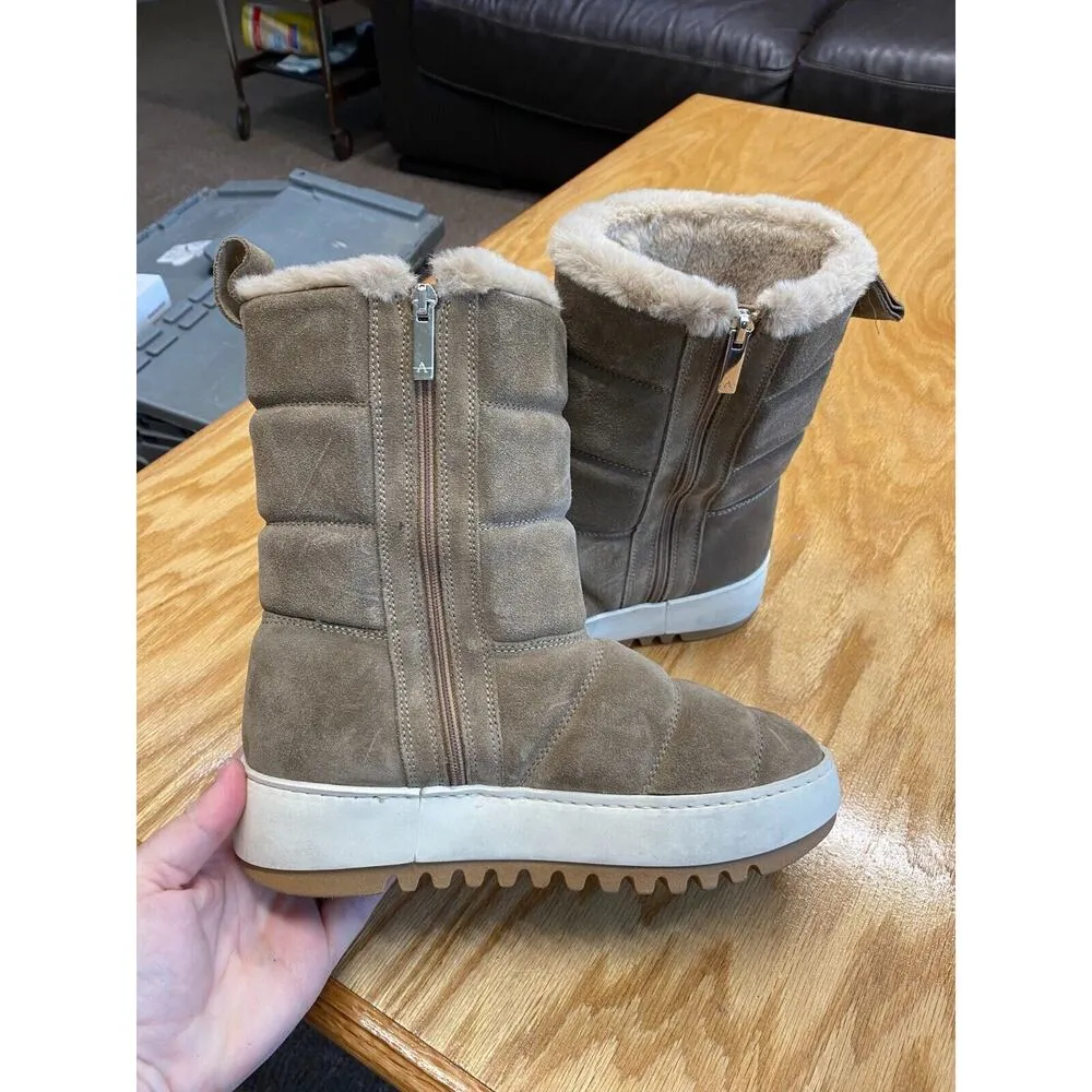 Aquatalia Alcee Faux Fur Lined Boots Womens 6.5 Brown Suede Round Toe Bootie S23 - Image 4