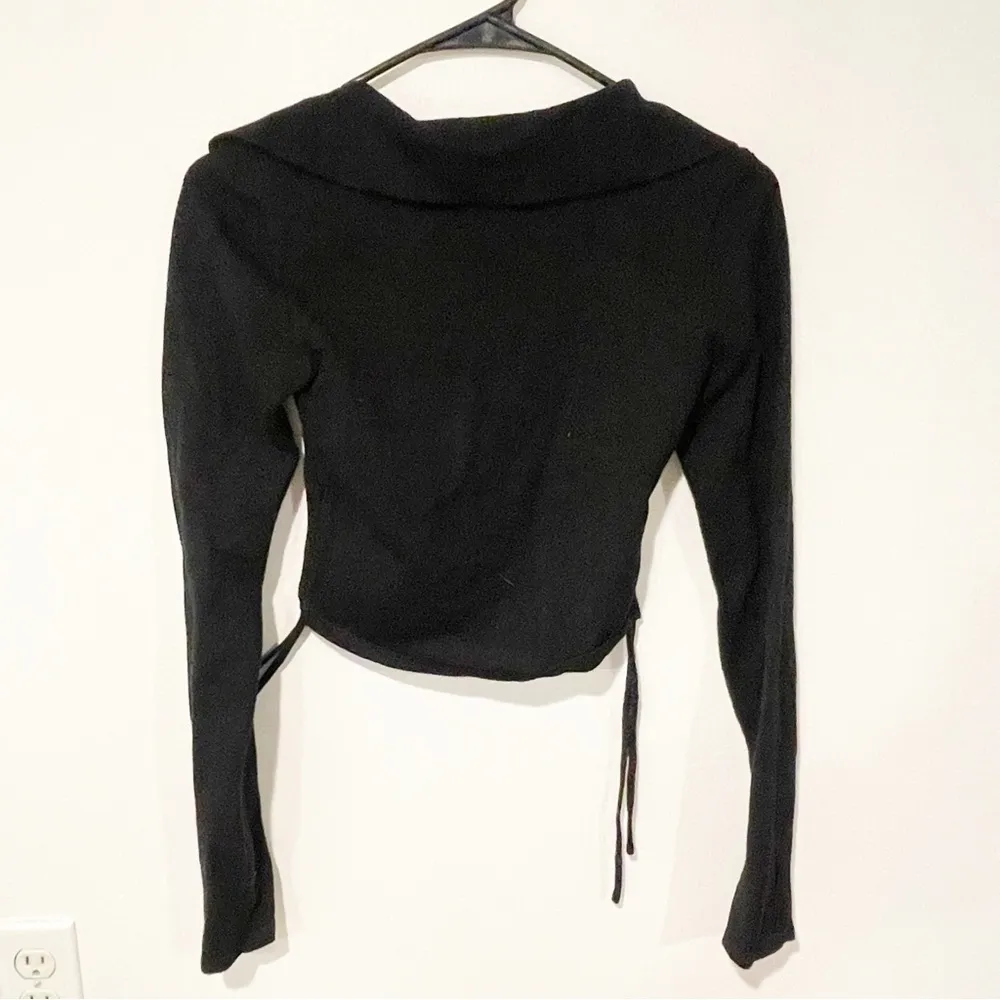 Andreilee Black Spellout Tie Sides Goth Punk Long Sleeve Top - Image 4