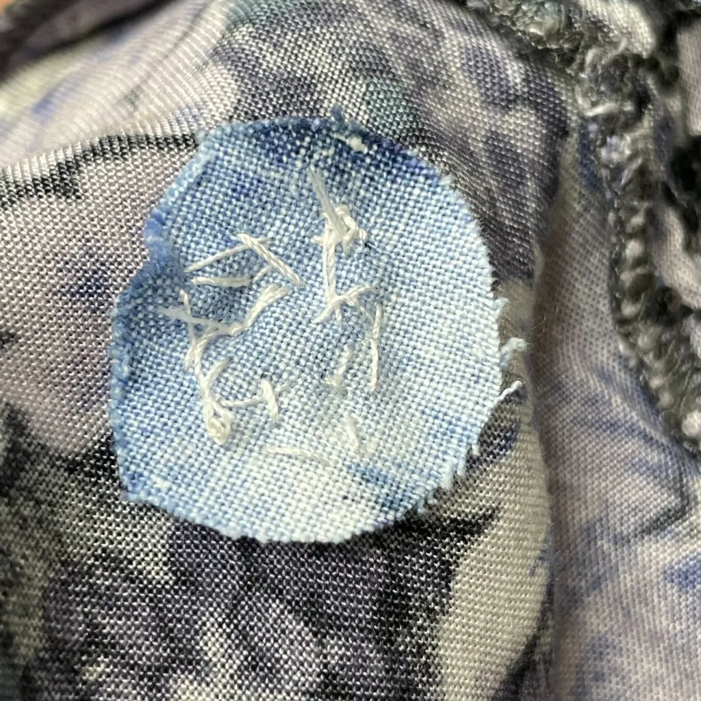 Vintage 90s Floral Dress Layered Look Snakeskin Print Shell Buttons Purple Rayon Size 10 - Image 10