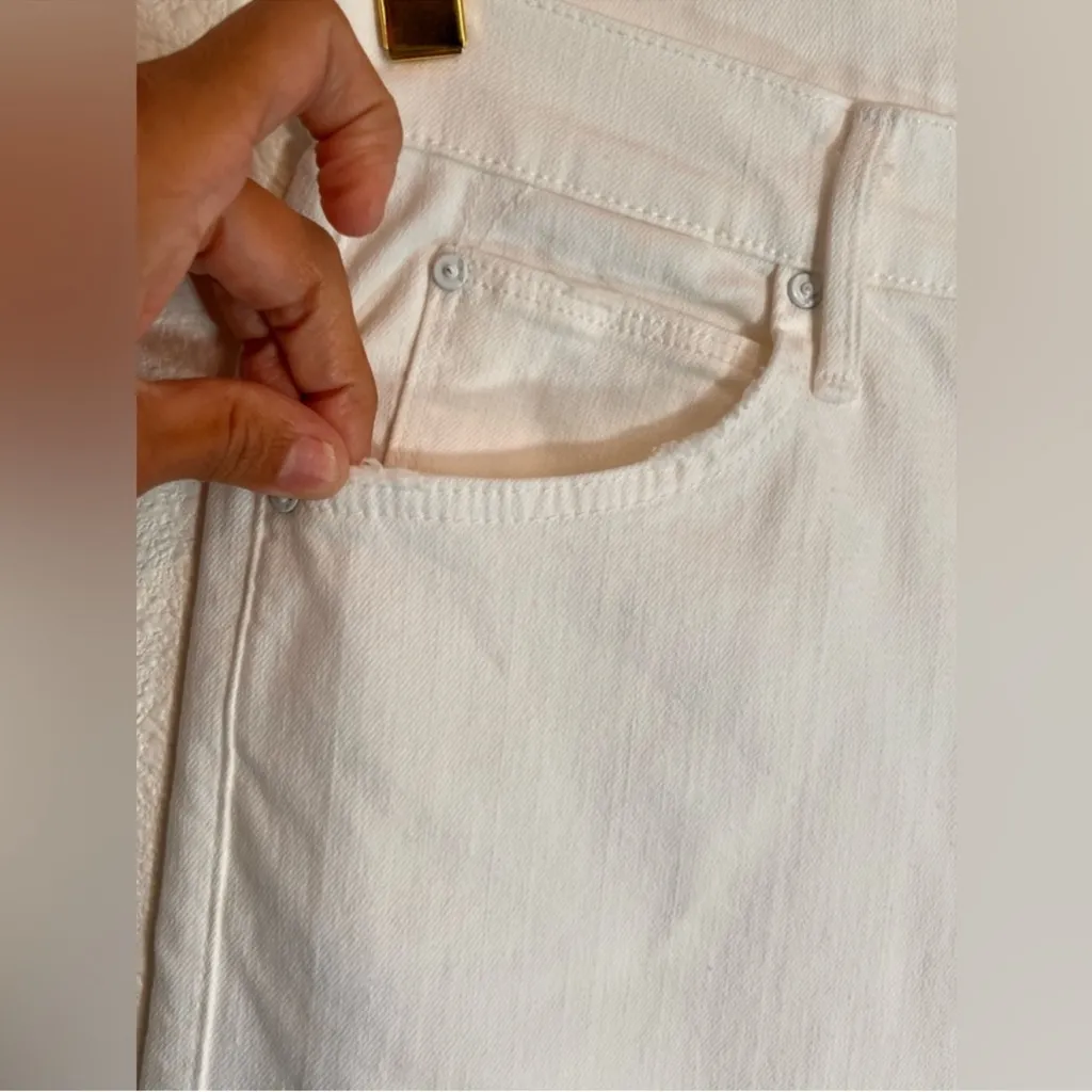 MOTHER Denim Cropped The Greaser Ankle Stayin’ Alive Cotton Denim Jeans SZ 25 White - Image 4