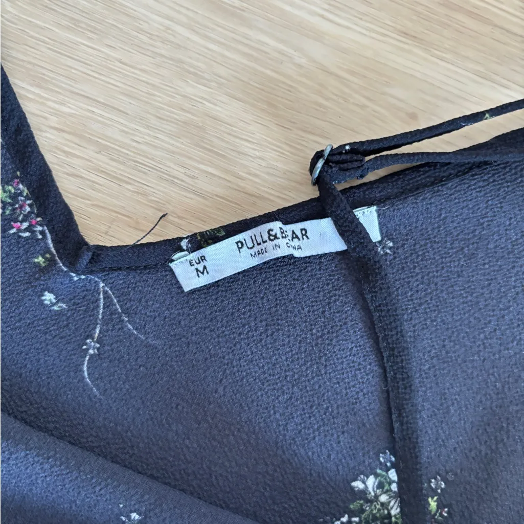 Pull&Bear Charcoal Floral Dress Black Size M - Image 4