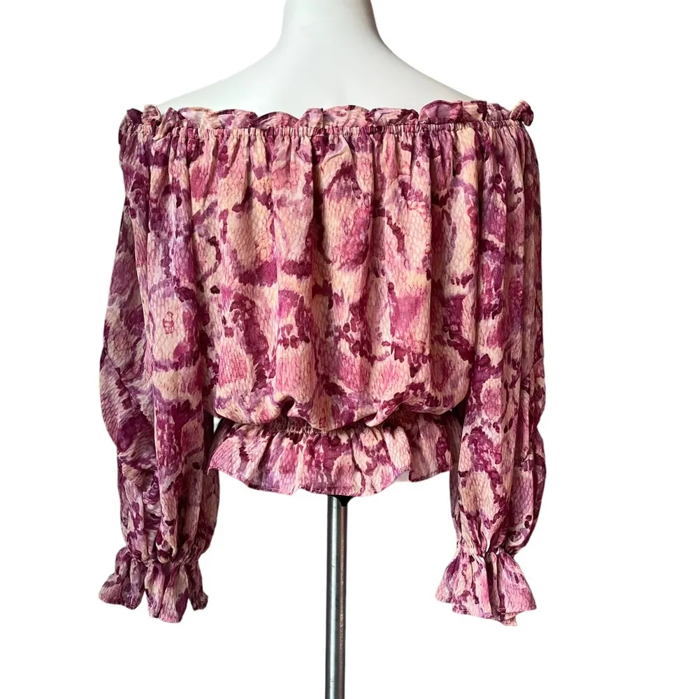 Vici Sutton Off the Shoulder Blouson Puffy Sleeve Printed Blouse, Sz S - Image 5