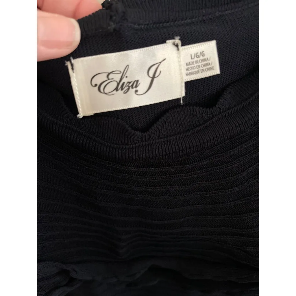 Eliza J Black black off the shoulder dress Womens Size L Ruffles A line Midi - Image 4