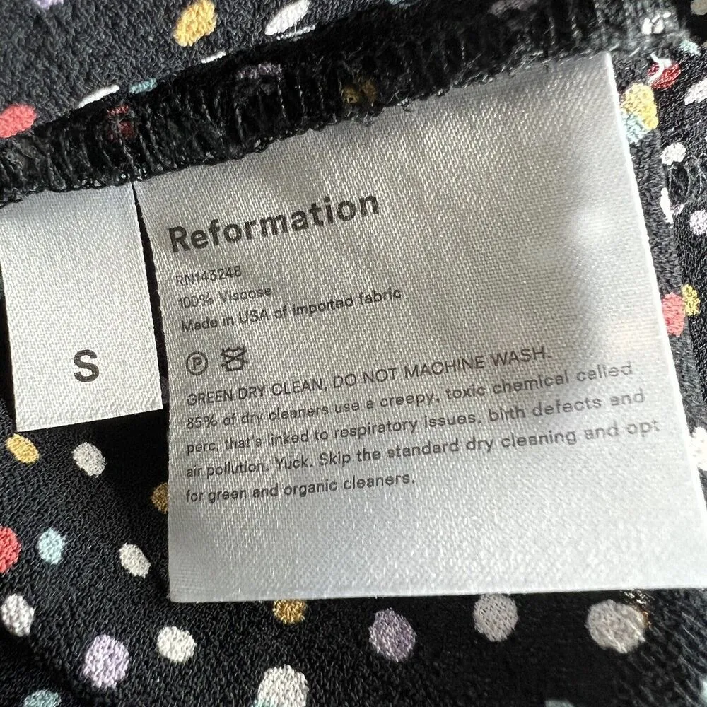 Reformation Womens Small Colorful Polka Dot Button Down Long Sleeve Shirt - Image 3