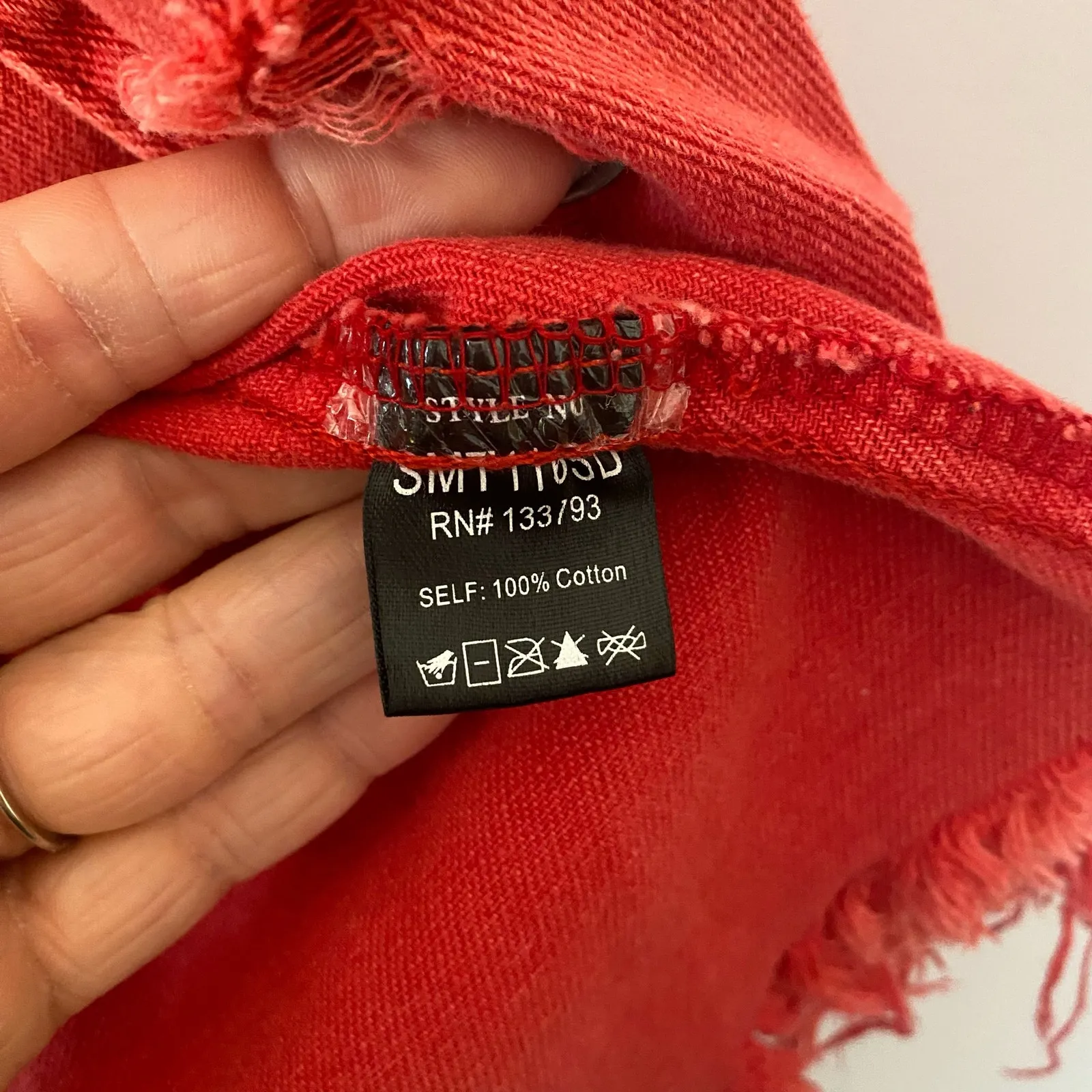 POL Hot Pink Cotton Distressed Oversized Shacket Jacket Women's size Large - Image 9