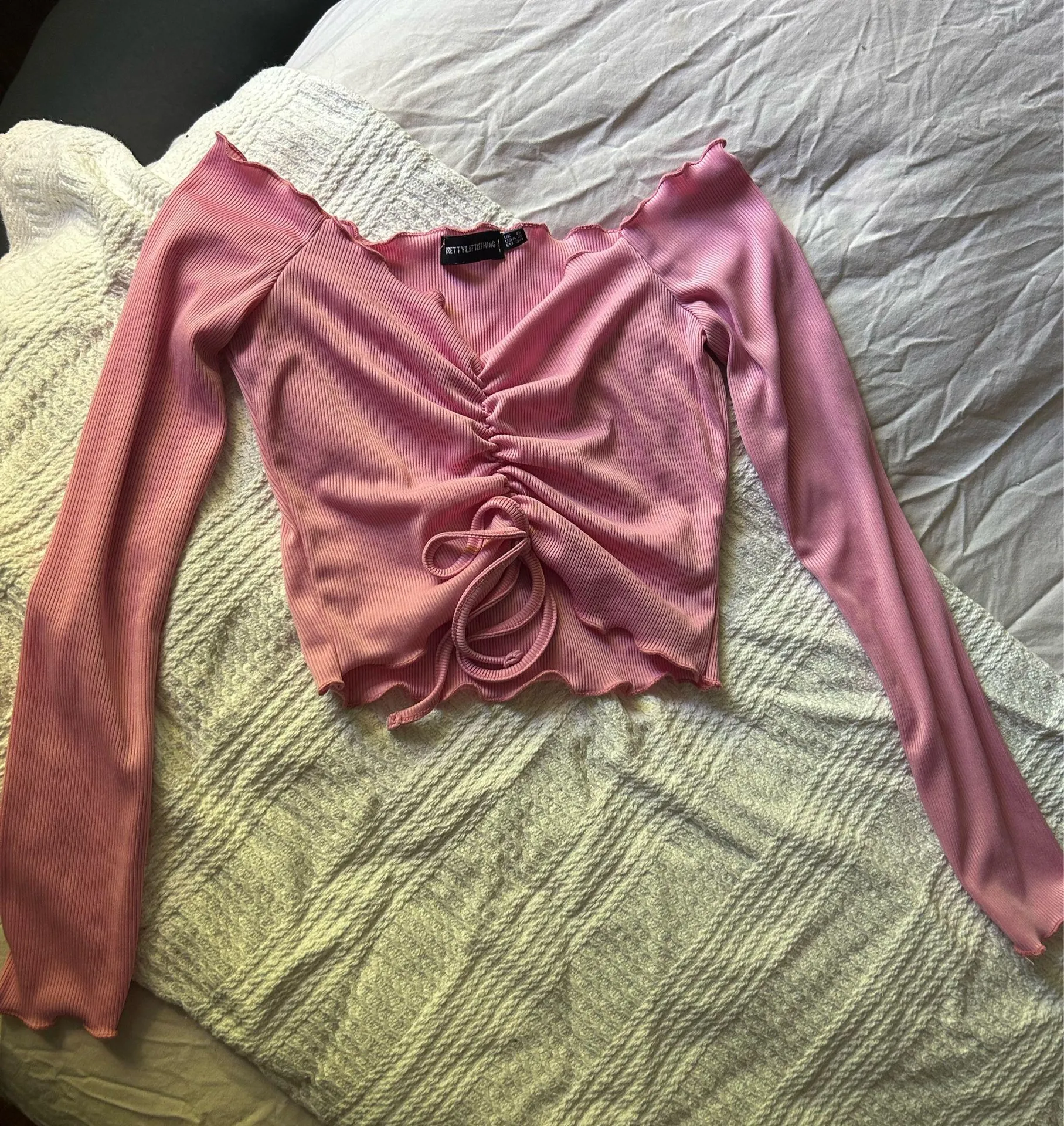 Pink Off-The-Shoulder Ruched Top - Image 2