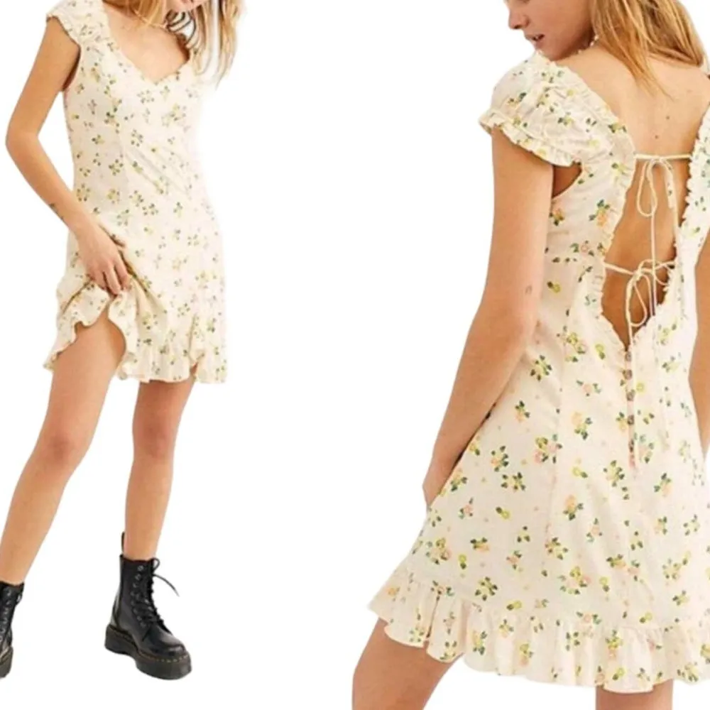 Free People Women Size Small Cactus Flower Lemon Like a Lady Mini Dress - Image 4