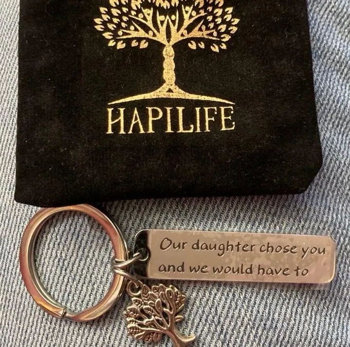 Our daughter chose you and we would have to ❤️ Family Tree Keychain Gift Silver - Image 3
