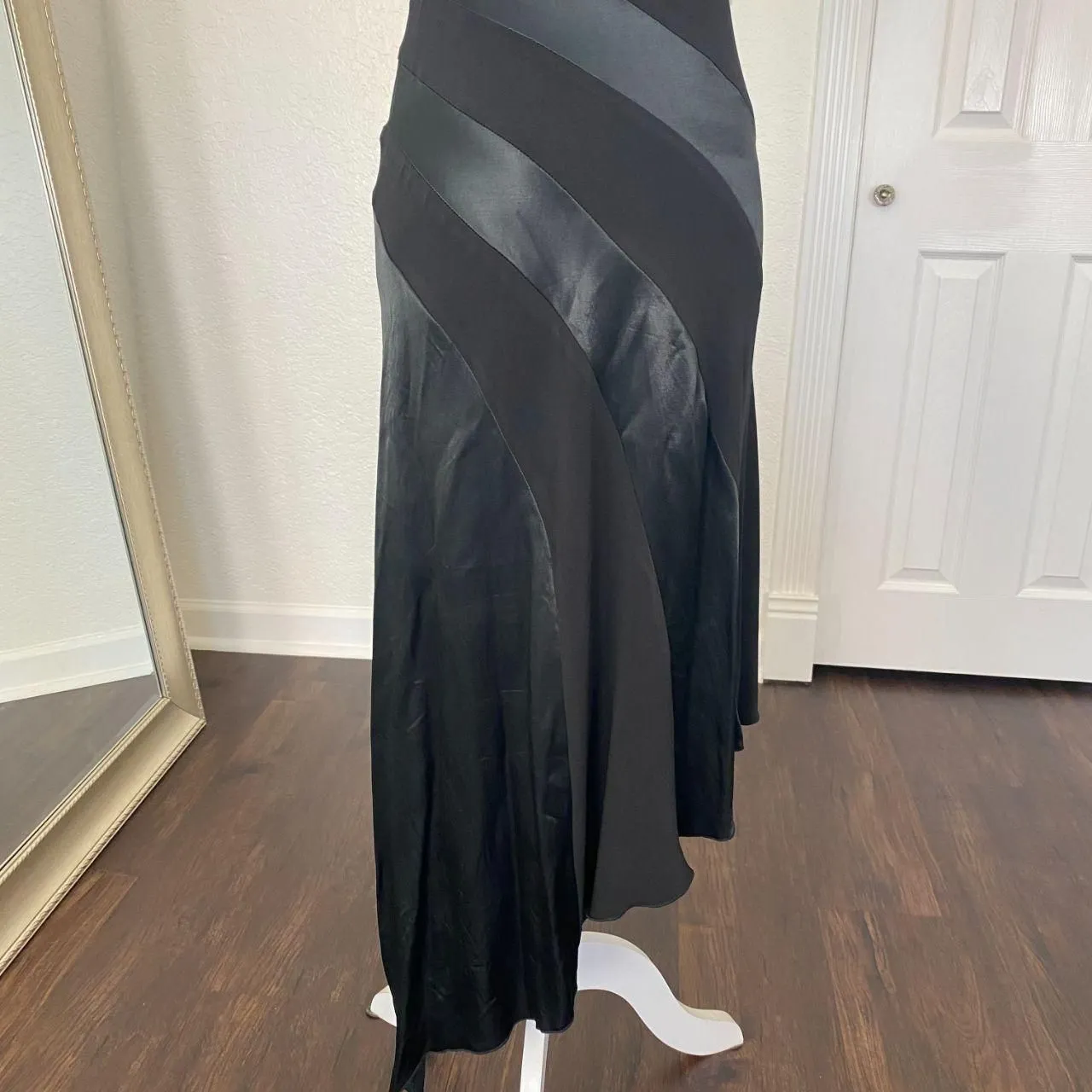 Teeze Me Early 2000's Black Silver Asymmetric Satin Sequin Midi Formal Dress S - Image 6