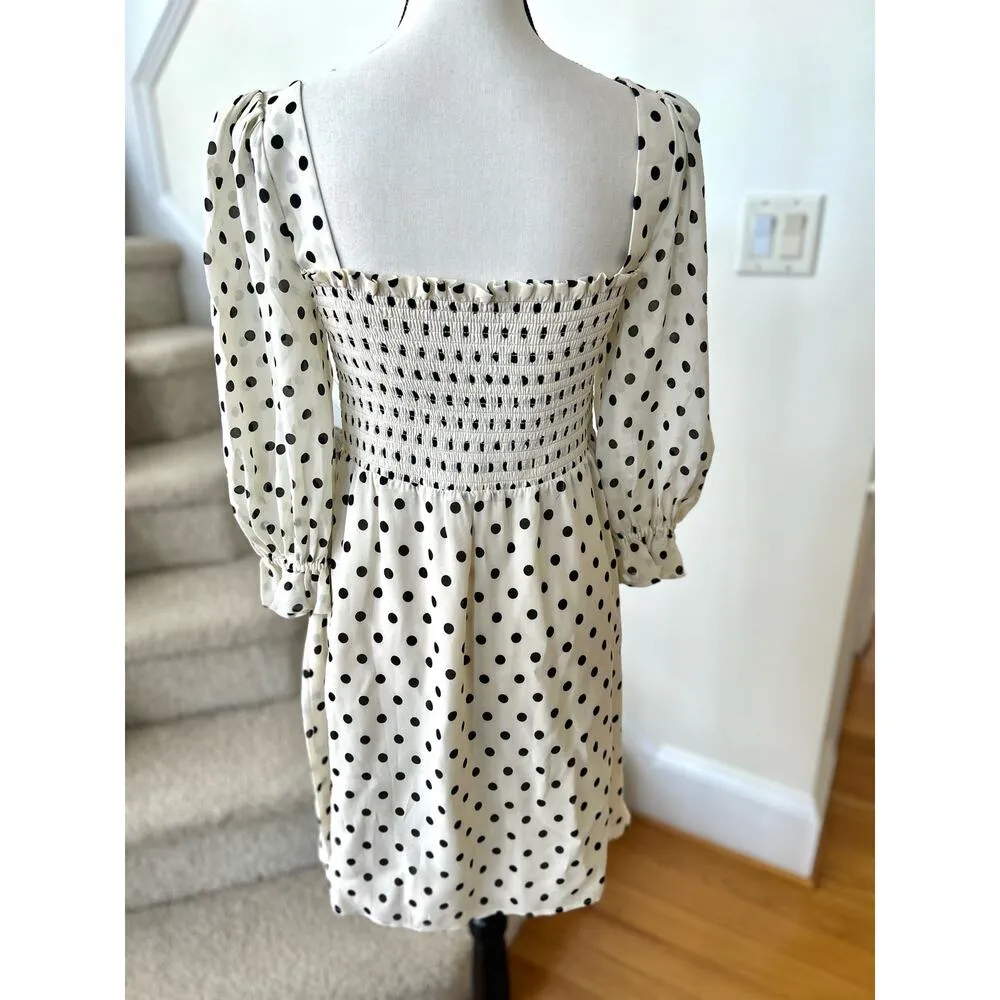 Reformation Zaria Portofino White & Black Polka Dot Mini Dress - Image 3