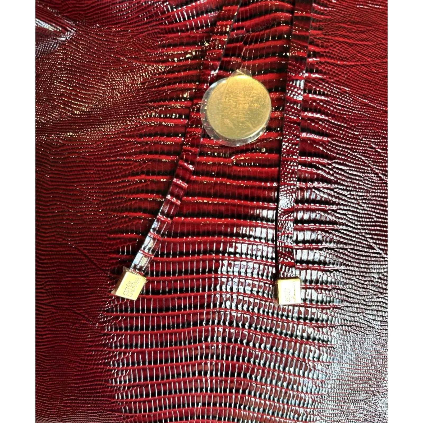 Estée Lauder Red Croc Embossed Makeup Cosmetic Travel Case Large Zip Organizer - Image 3