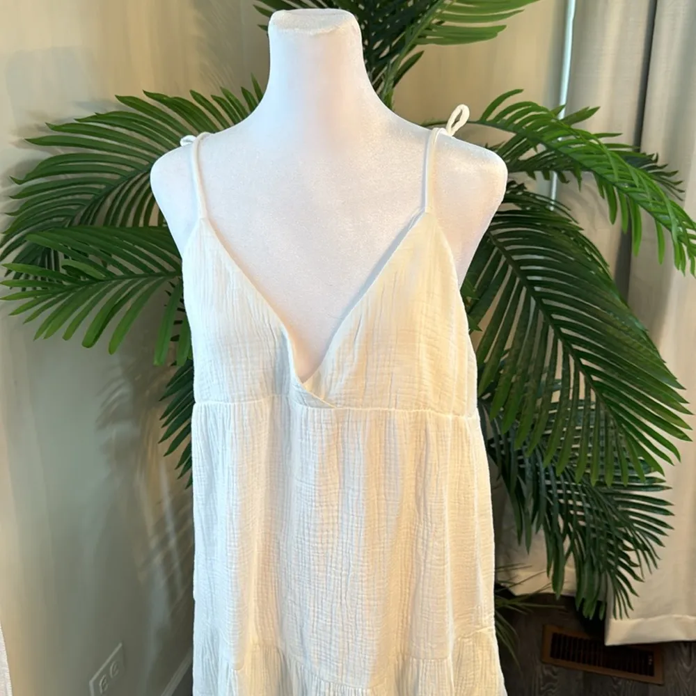 L*Space Victoria Drawstring Empire Waist Cover-Up Dress, Medium, White, $154 - Image 4