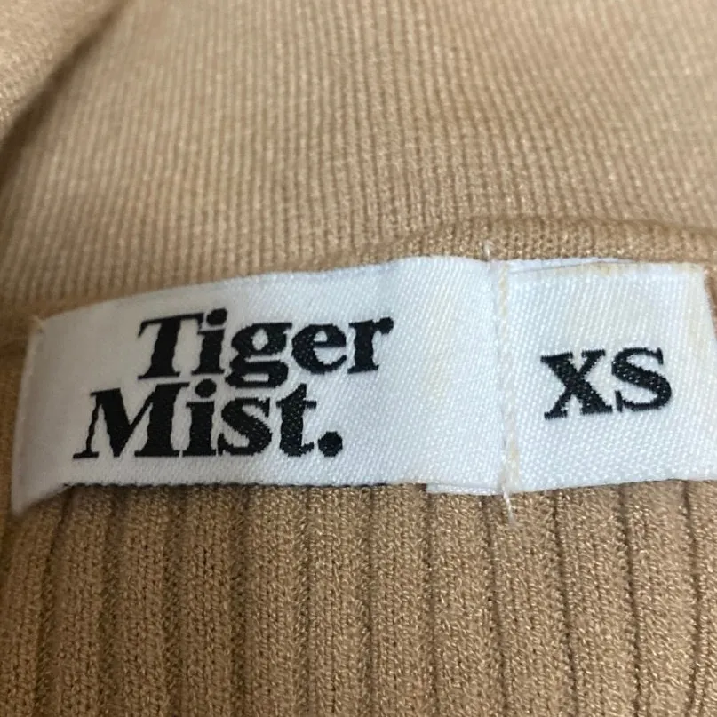 Tiger Mist Tan Ribbed Knit Short Sleeve Polo Sculpt Mini Sweater Dress Size XS - Image 3