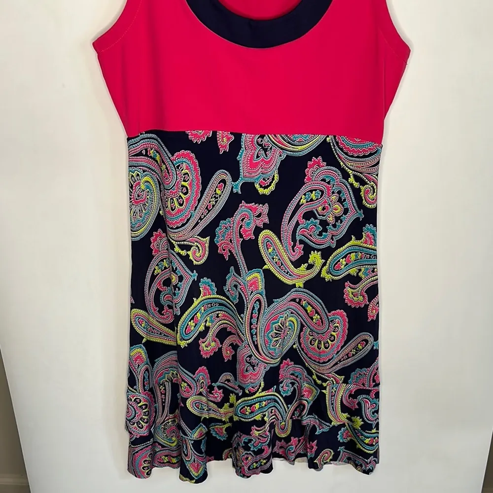 Pink and Navy Casual Sundress Sleeveless Scoop Neck - Image 4