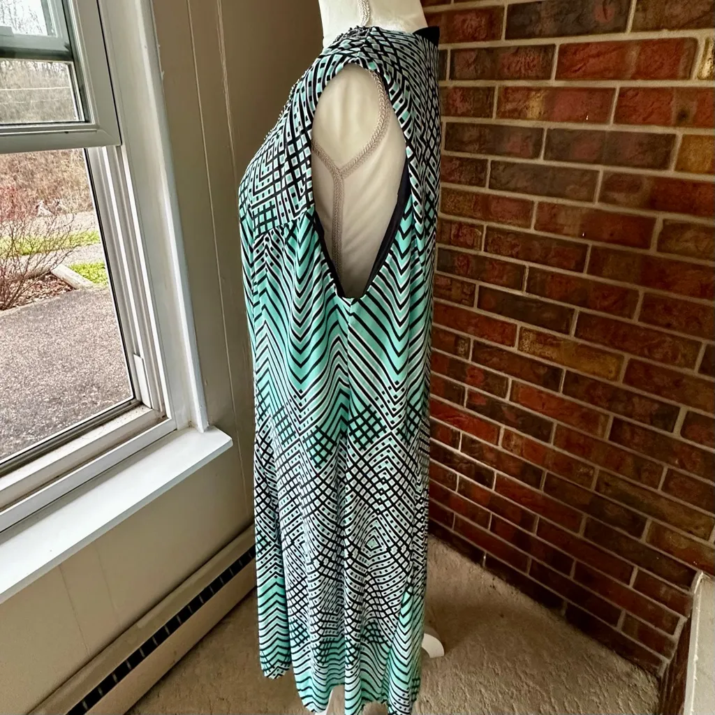 Plus Size Y2K Geometric Beaded V-Neck Midi Sheath Dress Flowy Mermaid Chevron - Image 5