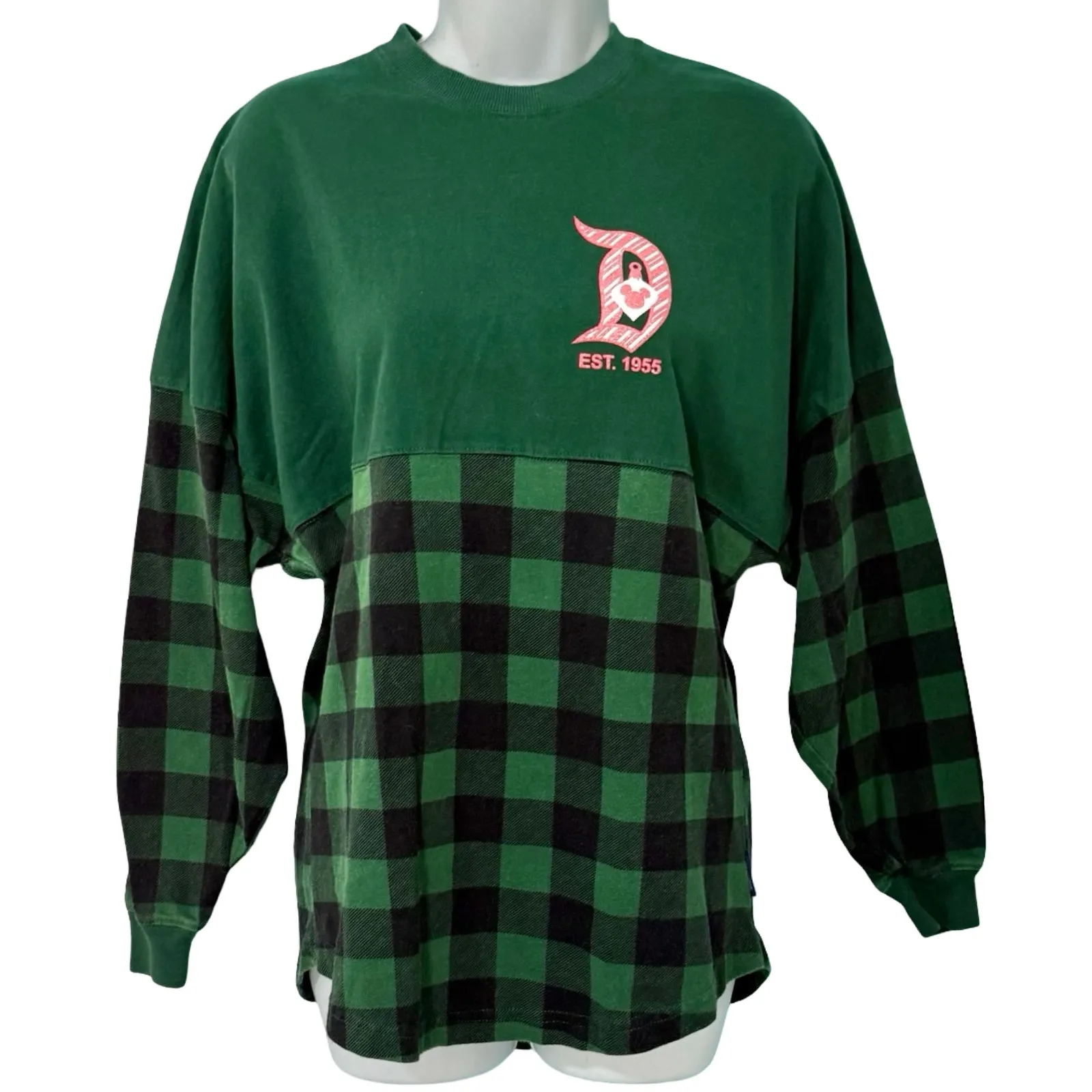 Disney Parks Store Disneyland Holiday Plaid Green Spirit Jersey Christmas sz XS - Image 3