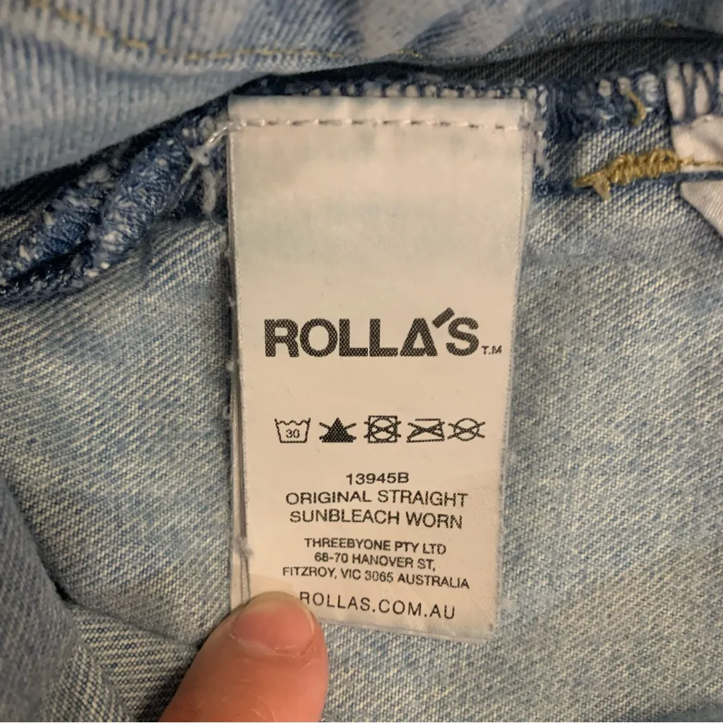 Rolla’s High Rise Straight Distressed Sunbleach Worn Wash Jeans Size 24 - Image 5