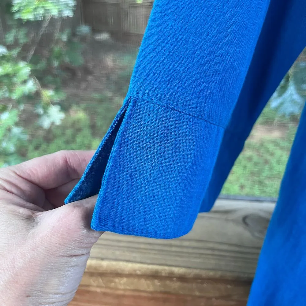 Fridaze Women's Royal Blue 100% Linen Button Front Top Size S - Image 4