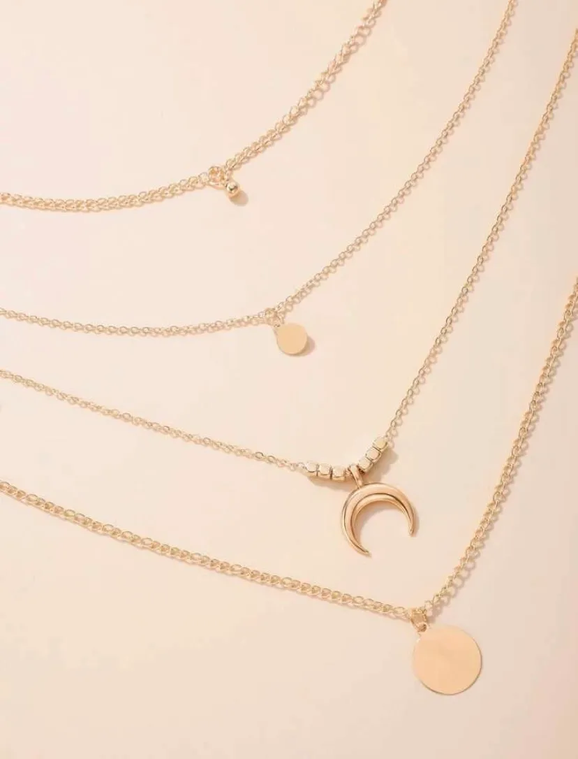 Boutique Gold Disc Charm Layered Necklace - Image 3