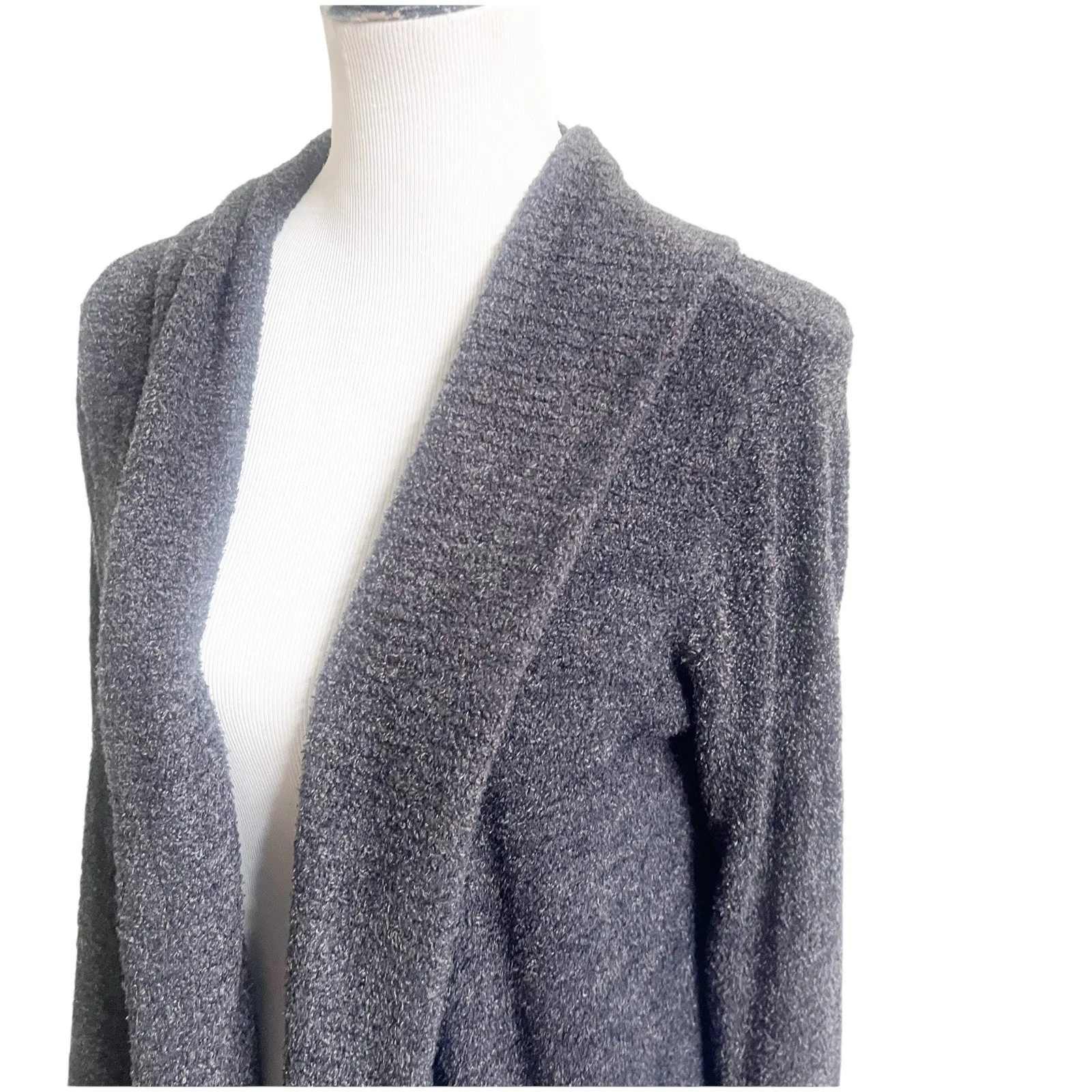 Barefoot Dreams Cozy Chic Lite Cardigan Sweater Gray Women’s Medium Pockets - Image 10