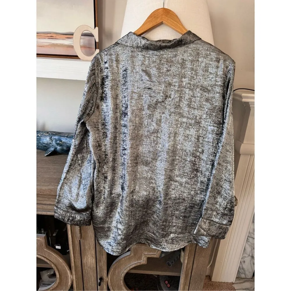 THE GREAT. Bask Top Blouses in Silver Size 2 (medium) - Image 7