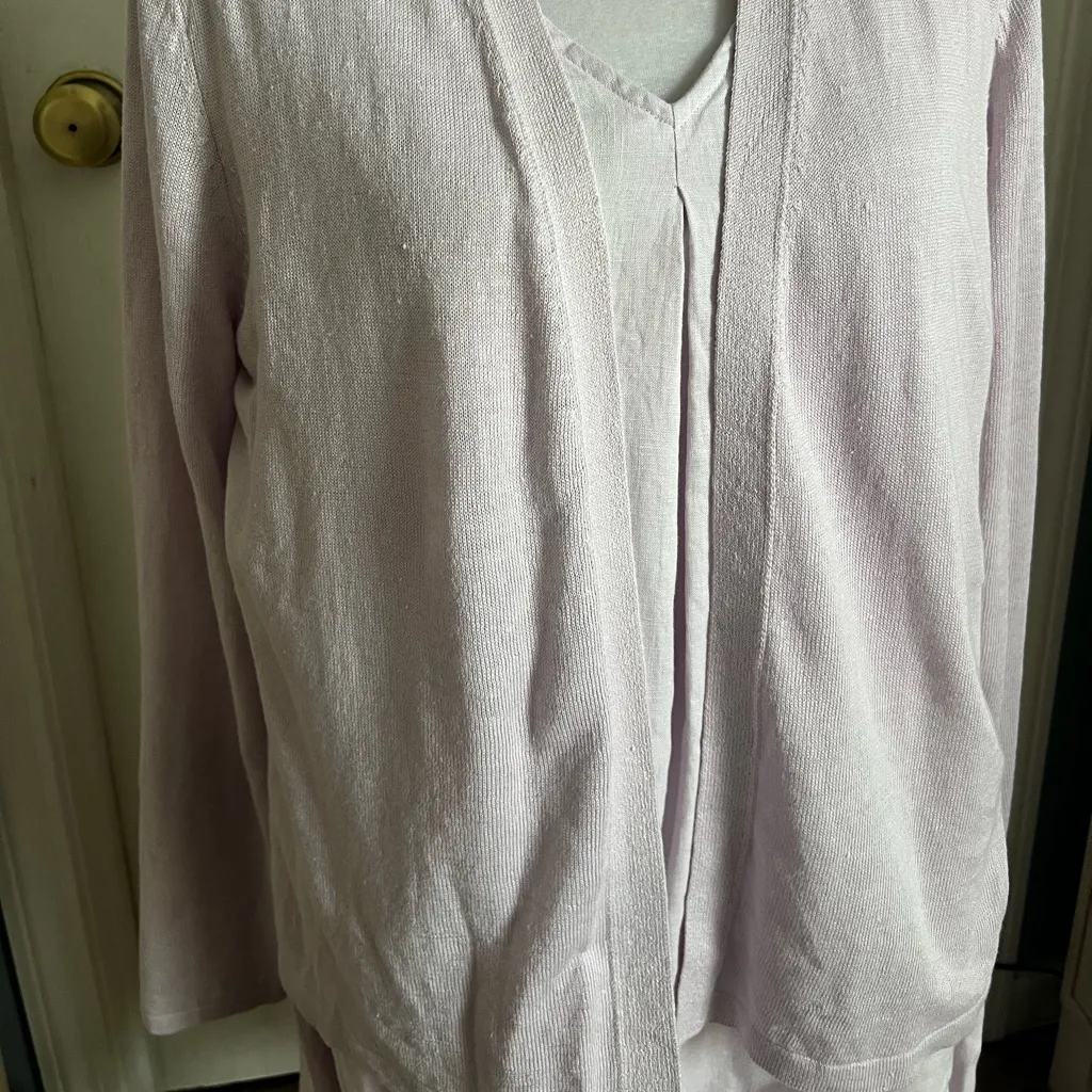 J. Jill Love Linen Dress Cardigan set in Lilac size medium Purple - Image 5