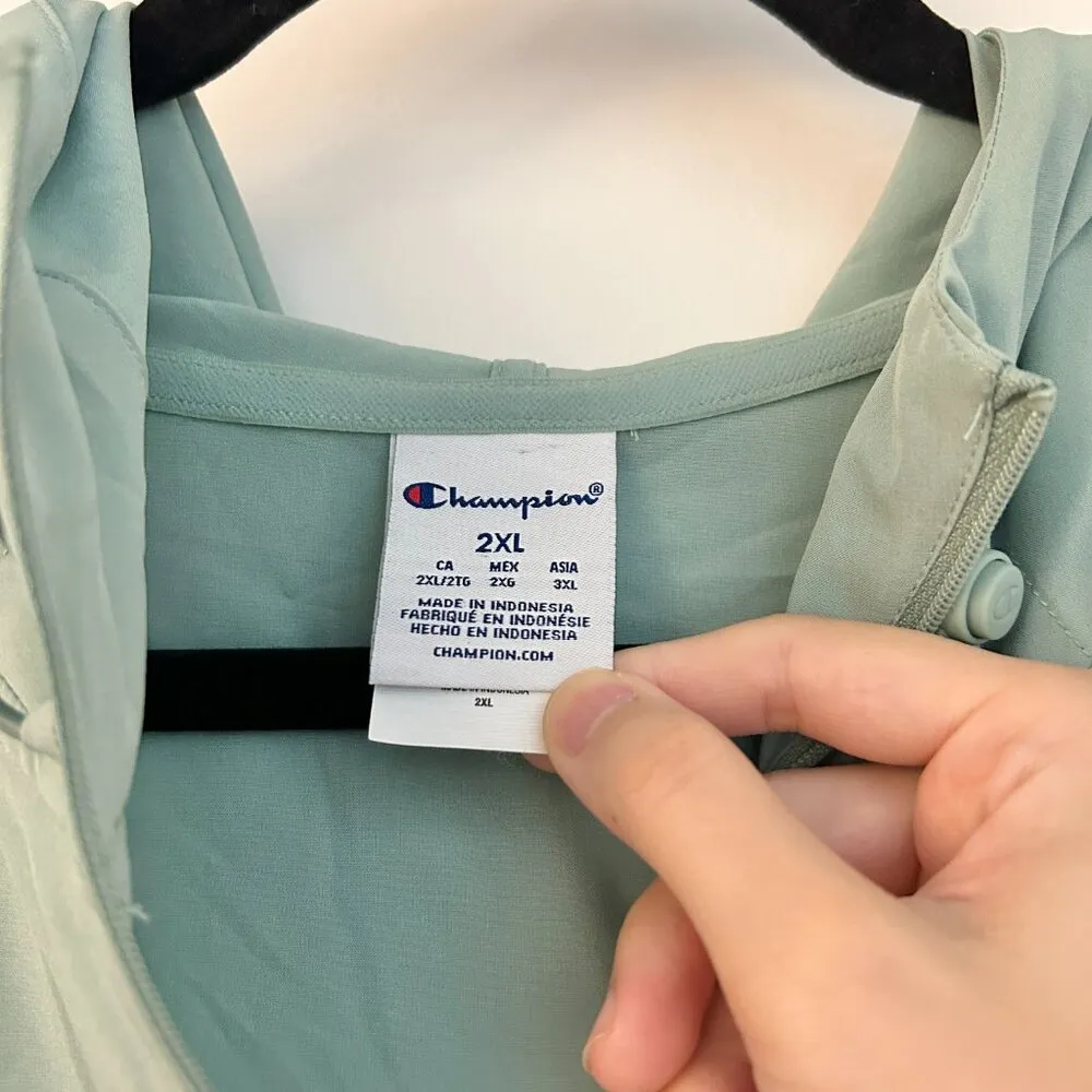 Champion Women's Court Jacket, Moisture-Wicking, C Logo in Sheer Water Teal 2X - Image 10