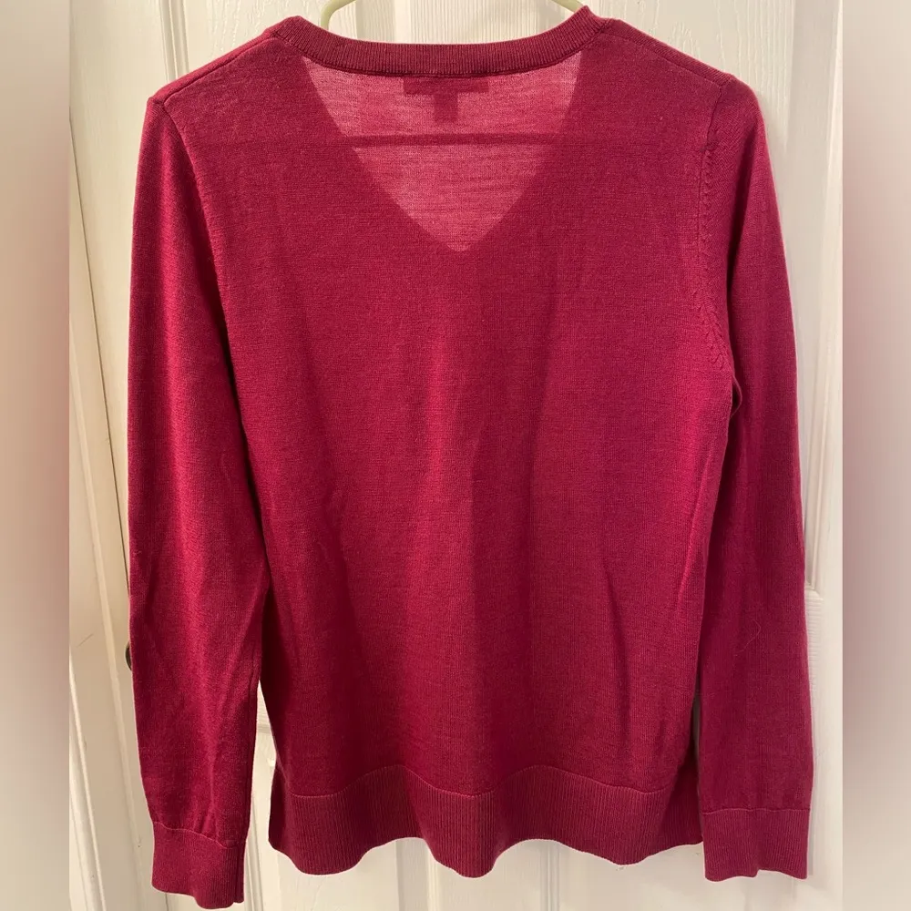 Katherine Barclay Merino Wool V-Neck Sweater - Red - Image 3