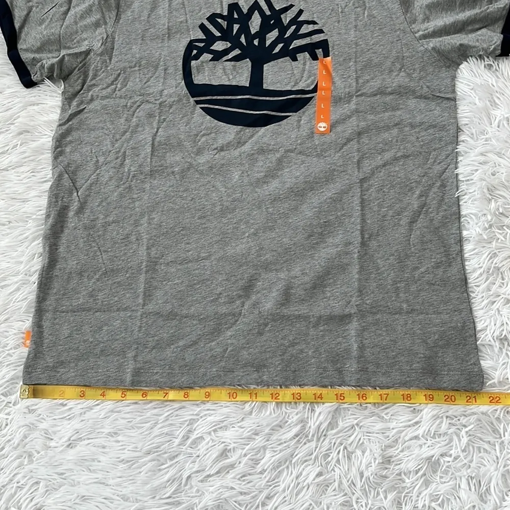 Timberland tree logo Ringer short sleeve Tee in heather grey size Large - Image 8