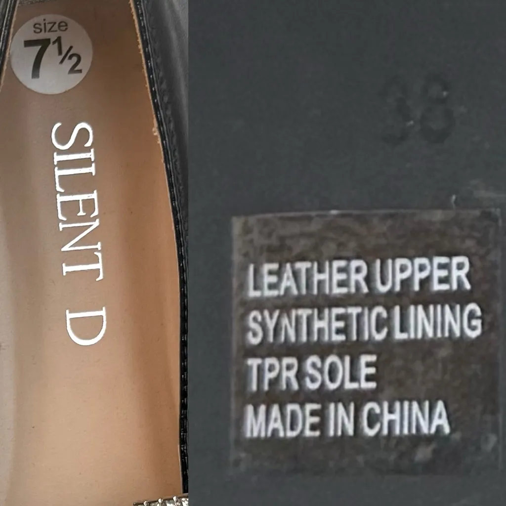 Silent D Womens Shoes Black Leather Mary Janes Bling Buckle Size 38 7/7.5 - Image 8