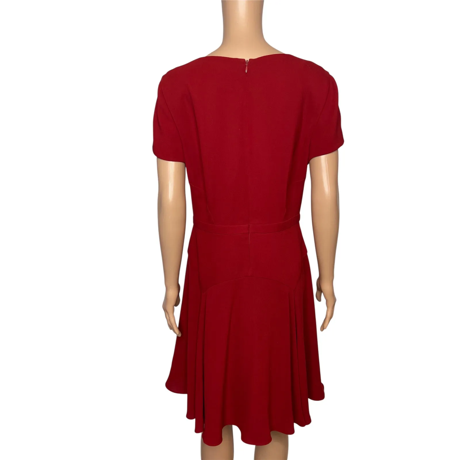 Diane von Furstenberg Raizel Fit & Flare Crepe Dress size 14 Red Office - Image 5
