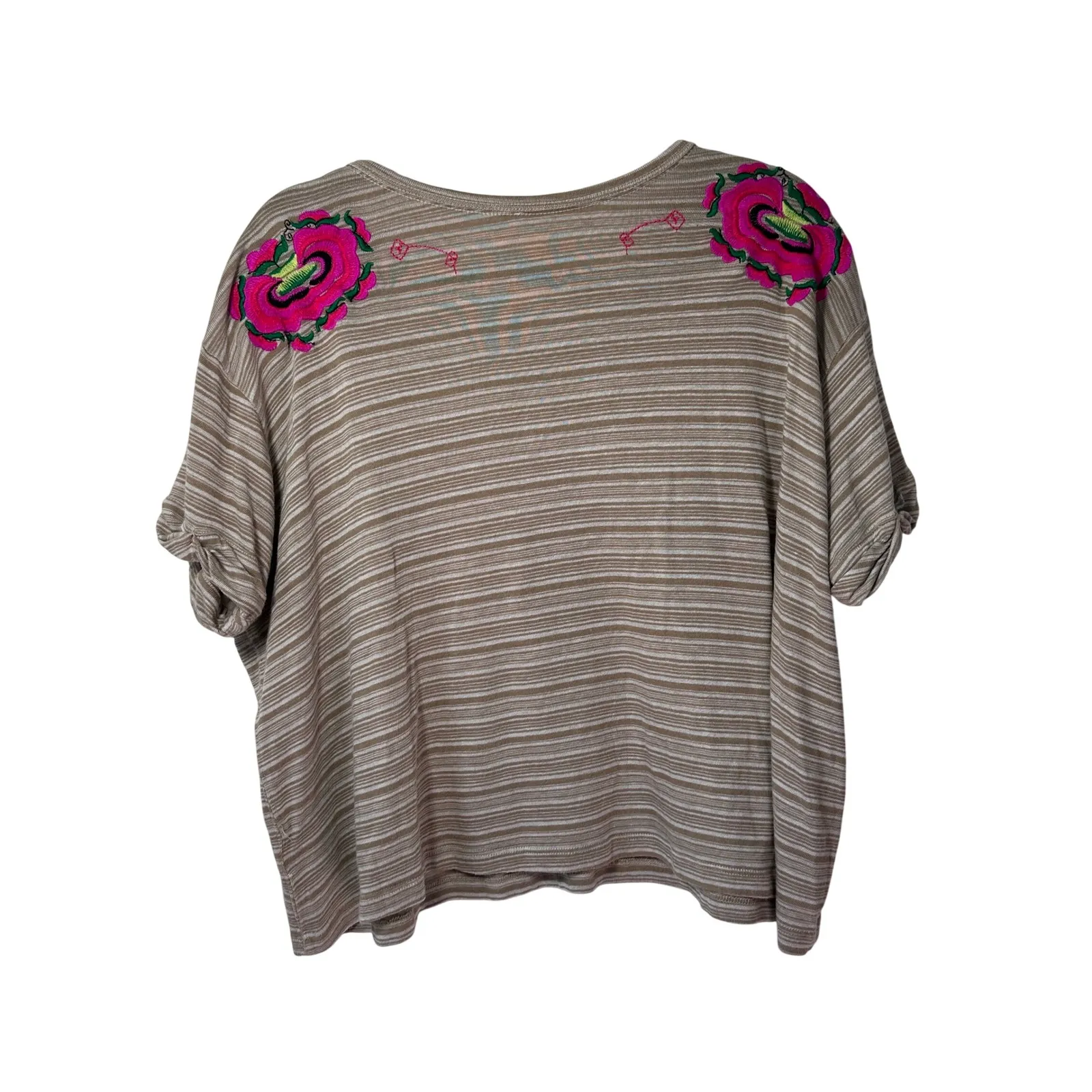 Free People Catalunya Embroidered Top XS Short‎ Sleeve Bohemian Blouse - Image 2