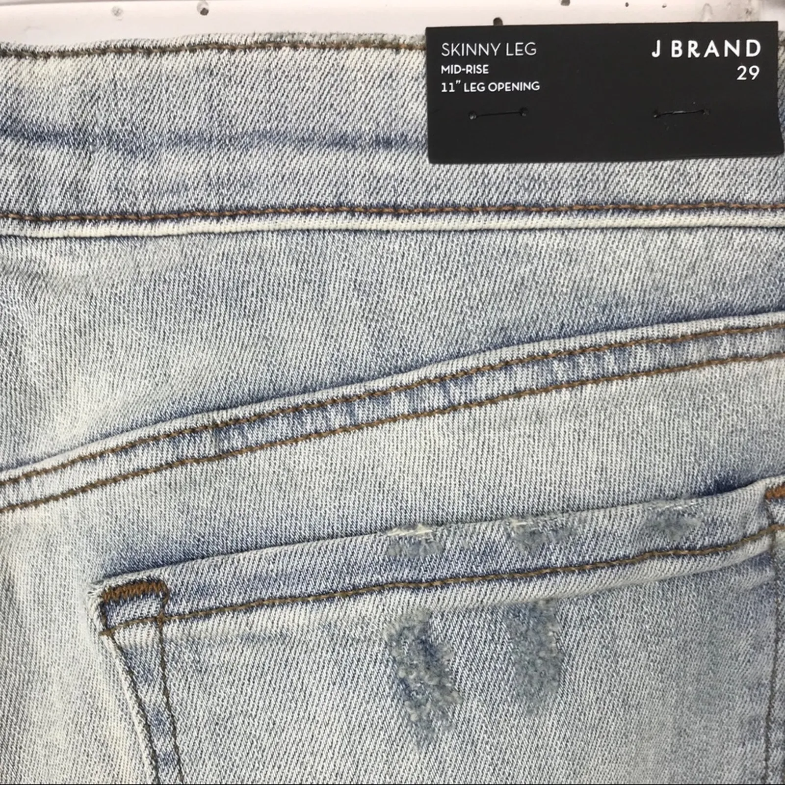 J Brand Womens Remnant Skinny Jeans Light Wash Zip Fly Dark Hem Distressed 29 - Image 3