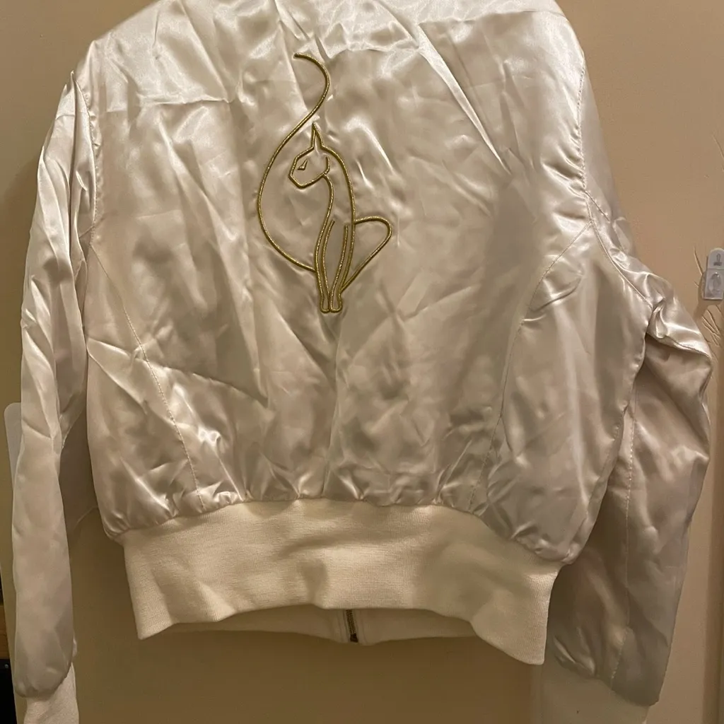 Baby Phat Cream Bomber Jacket Y2K Logo Women’s Zip Pockets Satin XXL NEW NWT - Image 8