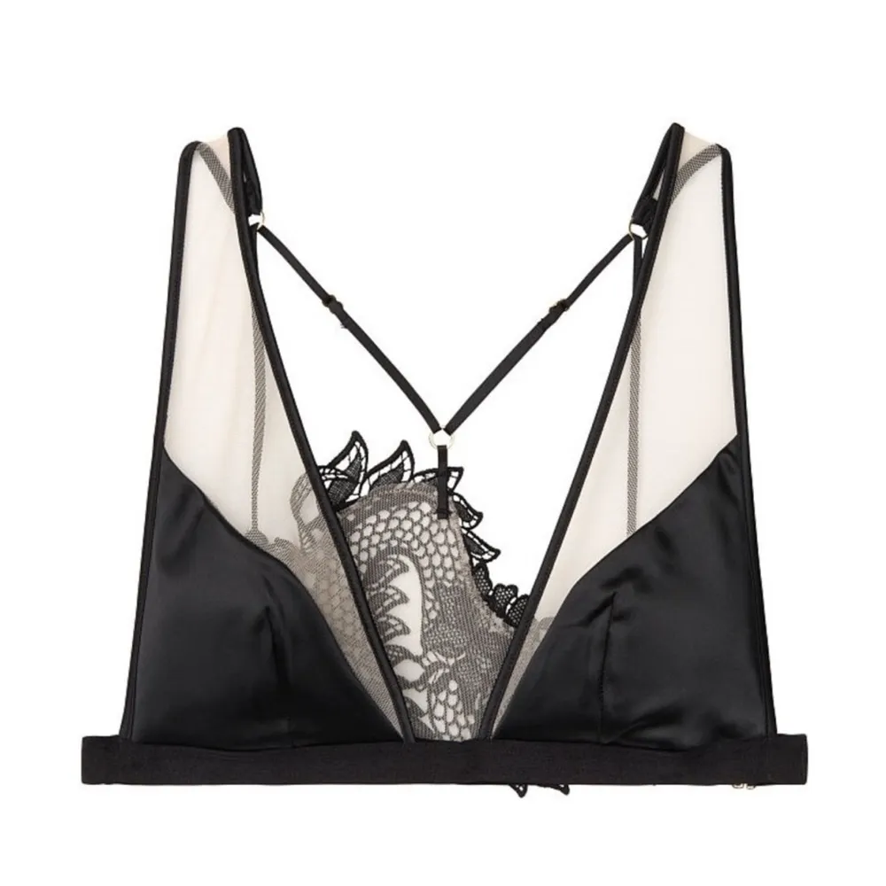Victoria's Secret Black Lace Dragon Tattoo Bralette with Silk Trim - Image 3