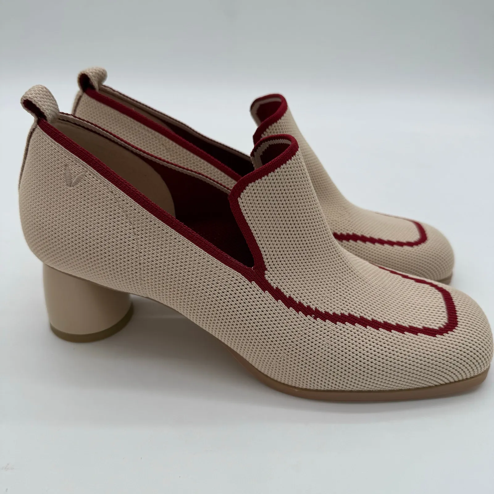 Vivaia Quinn Square Cream Minimalist Old Money Knit Comfort Loafer Heels NWB 9 - Image 2