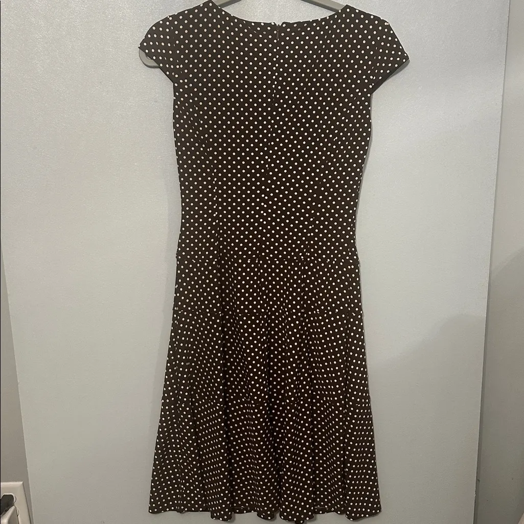 Anne Klein Black & White Polka Dot Cap Sleeve Dress - Image 4