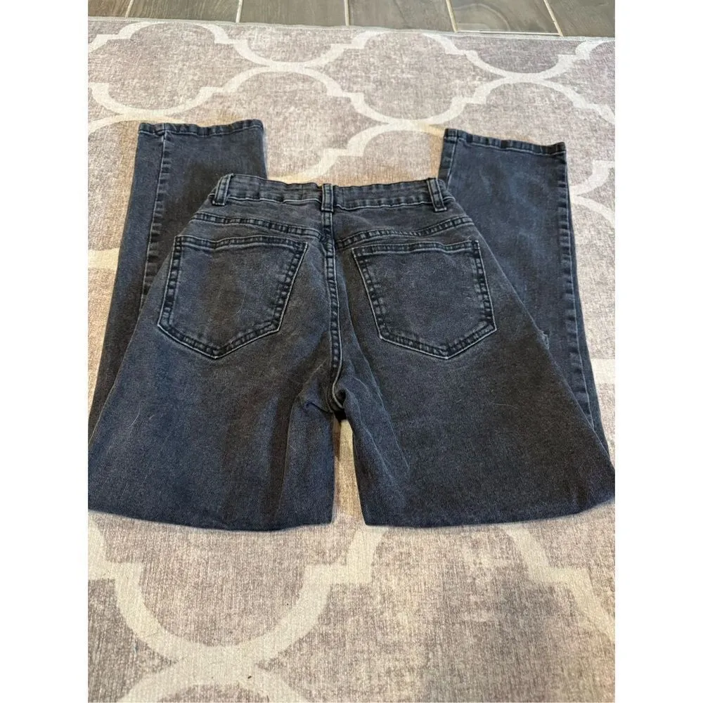 Cotton on stretch straight leg denim jean size 2 charcoal wash - Image 5