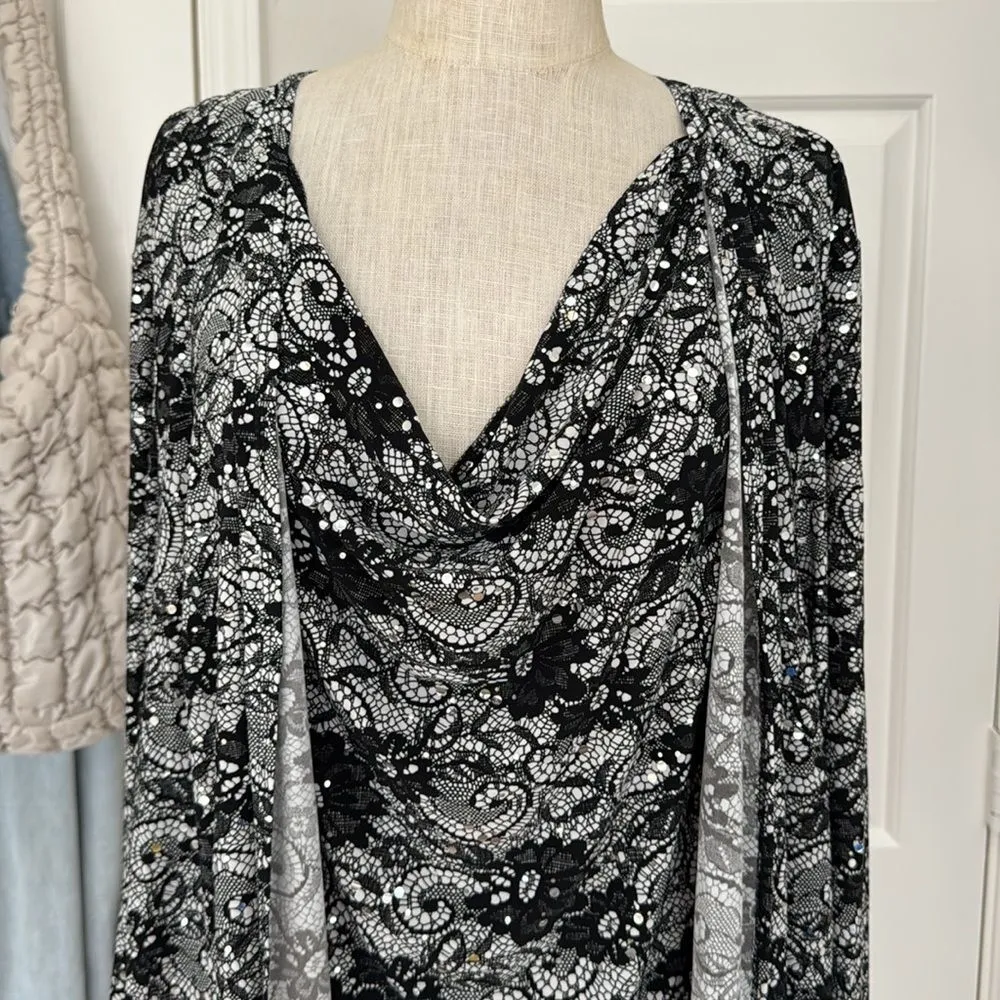 Catherine’s y2k metallic cowl neck blouse Black Size 2X - Image 9