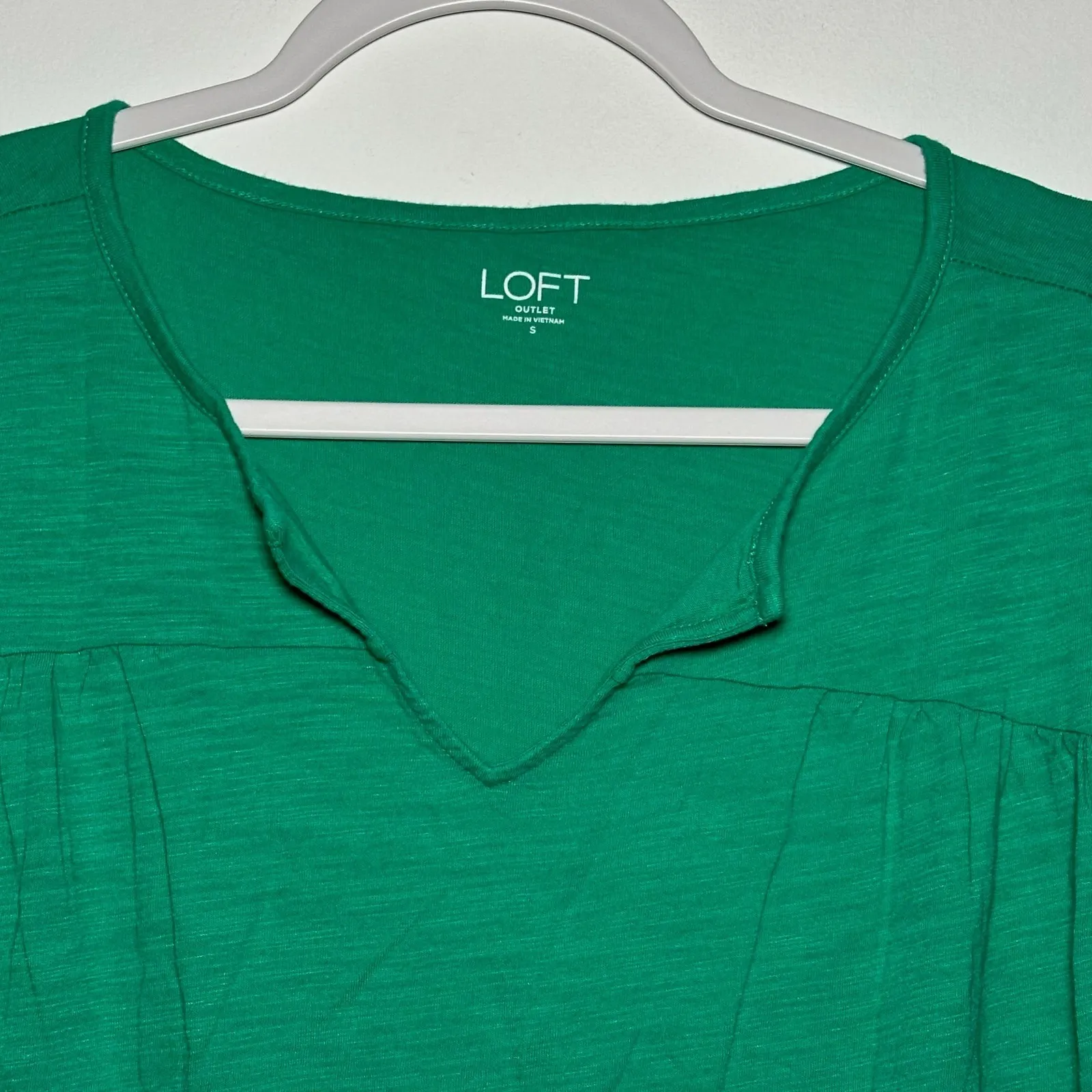 LOFT Outlet Green V Neck Cap Sleeve Gathered Front Tunic Top Women's Size S - Image 6